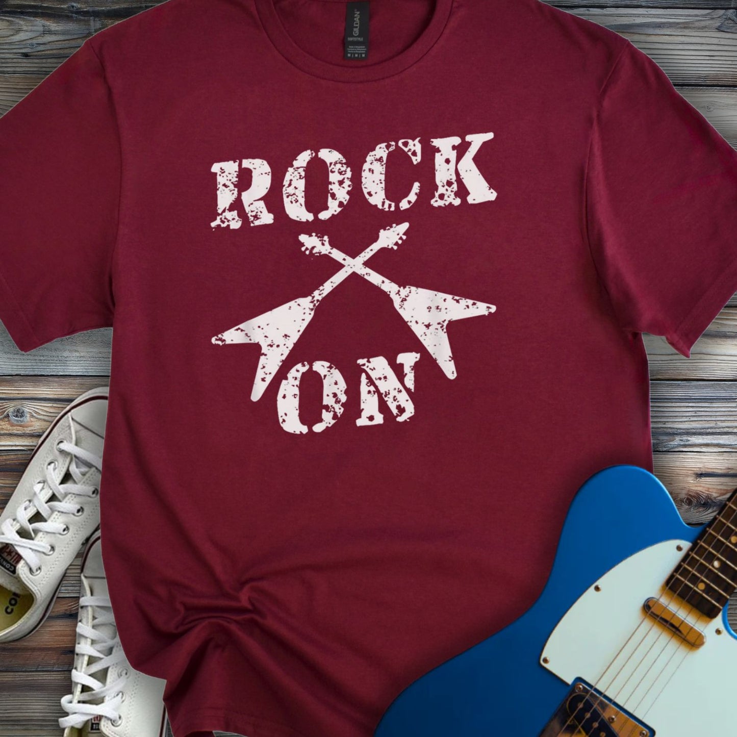 Rock On T-shirt Maroon