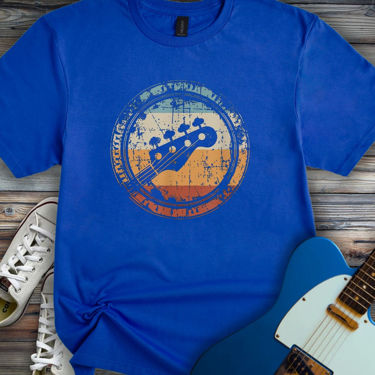 Retro Grunge Bass Guitar T-shirt