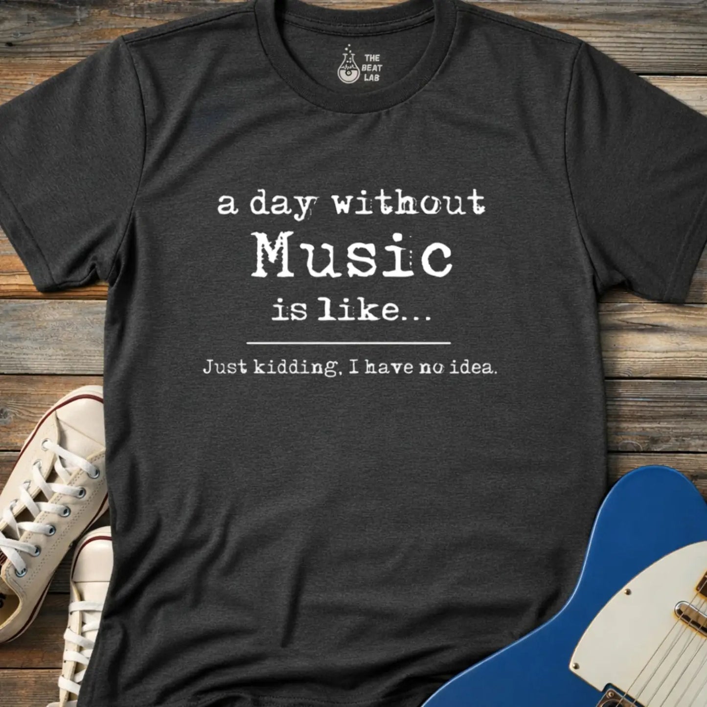A Day Without Music T-shirt - Dark Heather Grey / S - T-Shirt