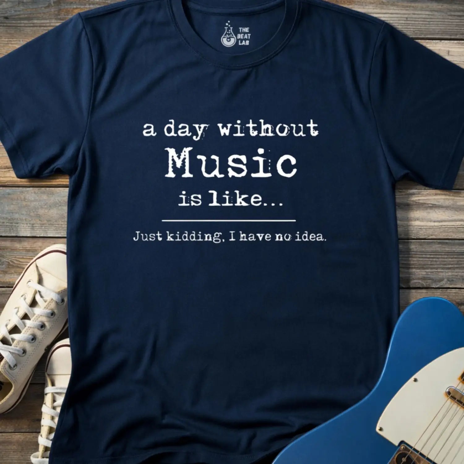 A Day Without Music T-shirt - Navy / S - T-Shirt