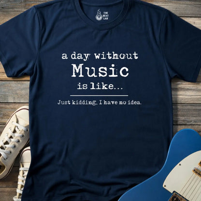 A Day Without Music T-shirt - Navy / S - T-Shirt