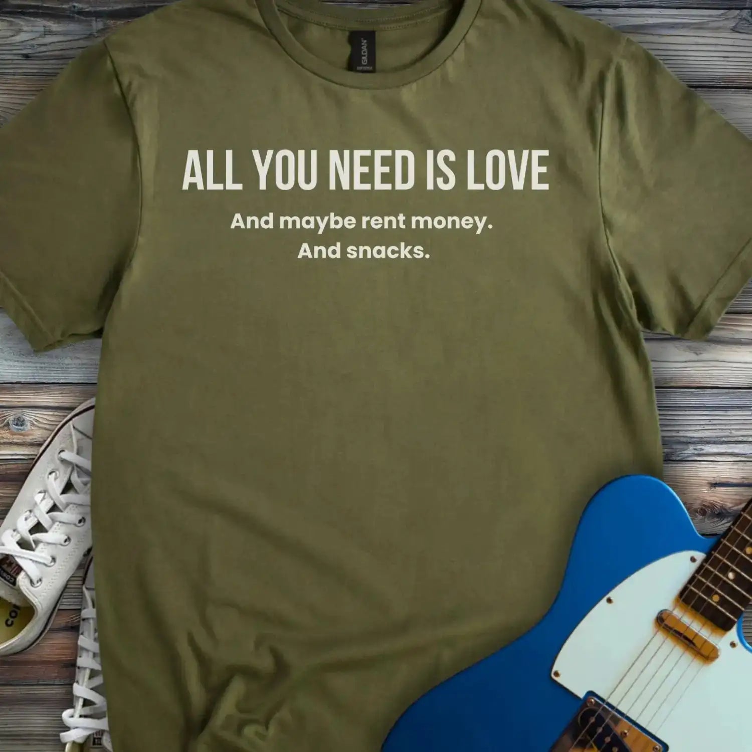 All You Need Is Love T-shirt Military Green
