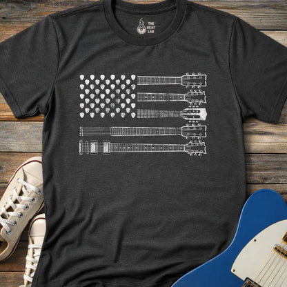American Guitar Flag T-shirt - Dark Heather Grey / S - T-Shirt