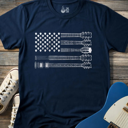 American Guitar Flag T-shirt - Navy / S - T-Shirt