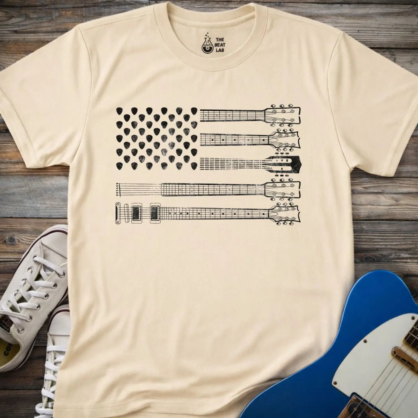 American Guitar Flag T-shirt - Sand / S - T-Shirt