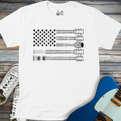 American Guitar Flag T-shirt - White / S - T-Shirt