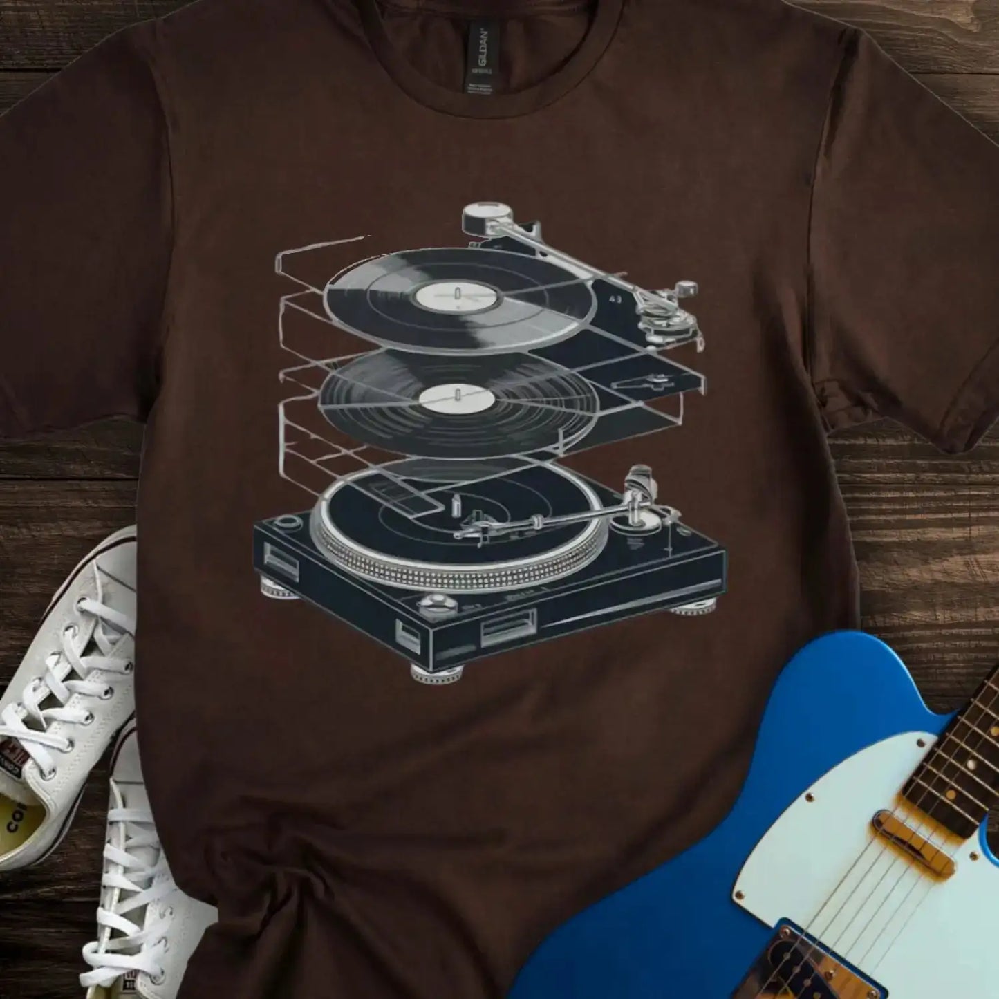 Anatomy of a Turntable T-shirt Dark Chocolate