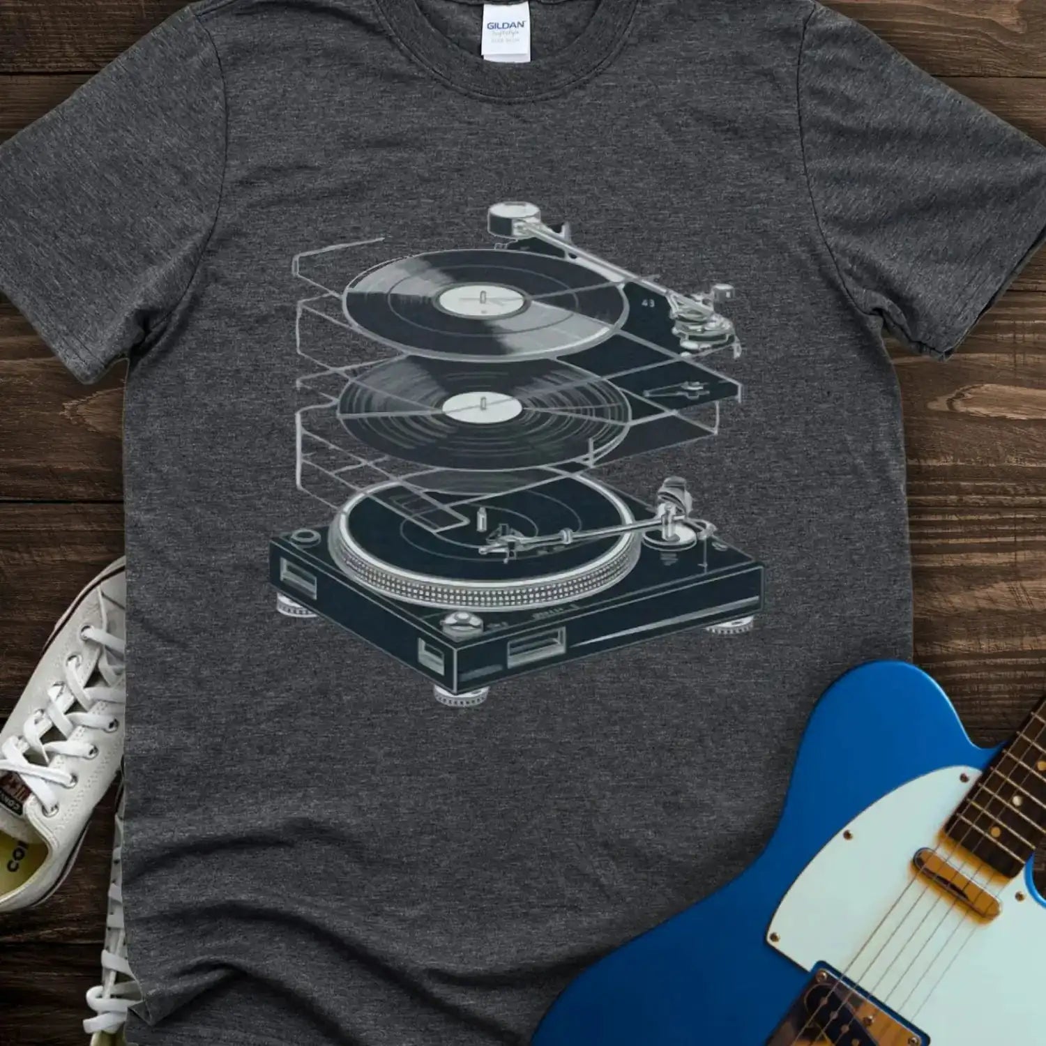 Anatomy of a Turntable T-shirt Dark Heather Grey