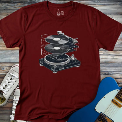Anatomy of a Turntable T-shirt - Maroon / S - T-Shirt