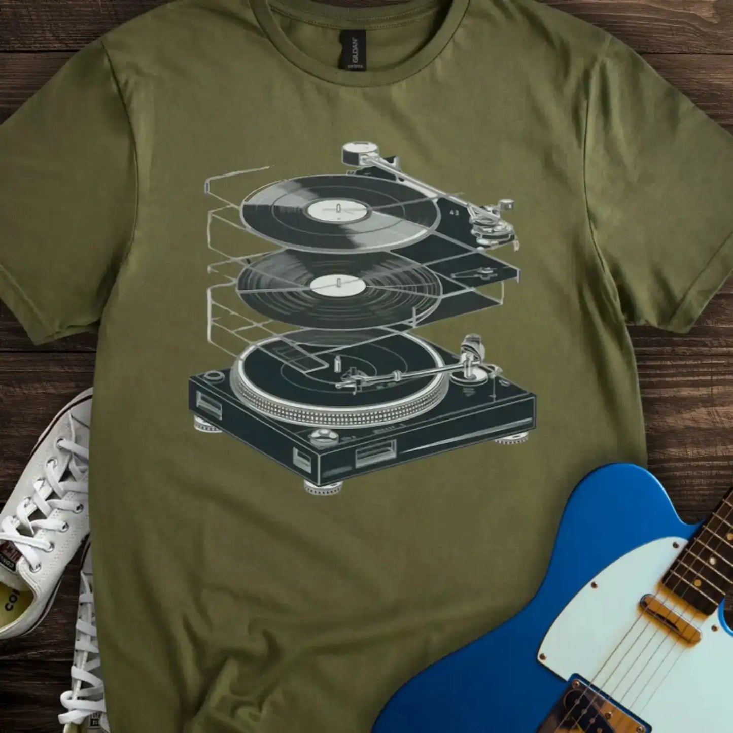 Anatomy of a Turntable T-shirt Military Green