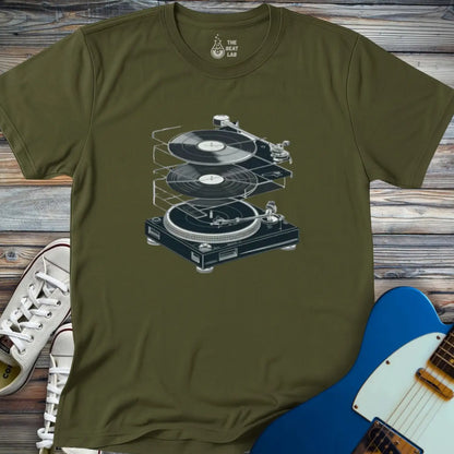 Anatomy of a Turntable T-shirt - Military Green / S - T-Shirt