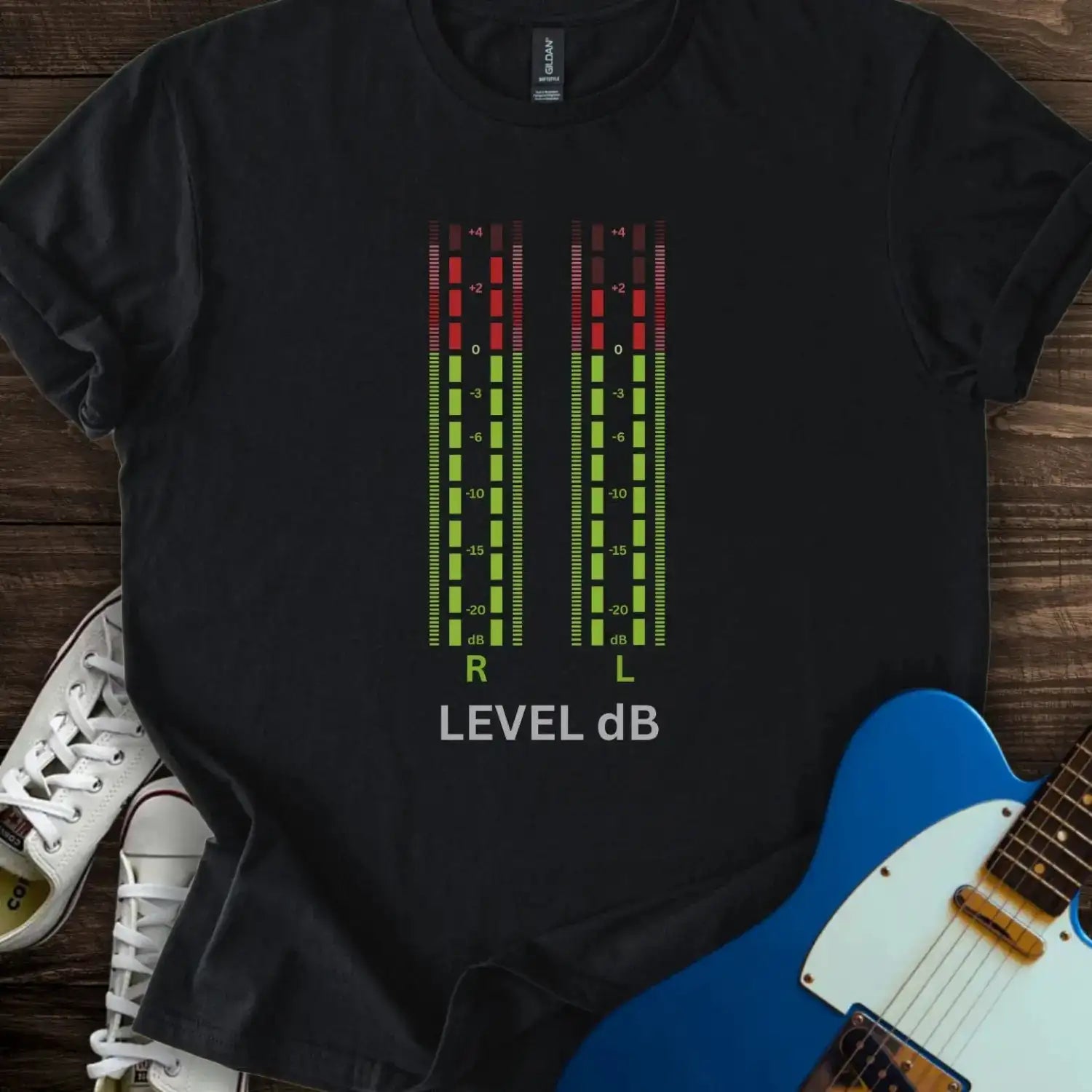 Audio VU meter T-shirt Black