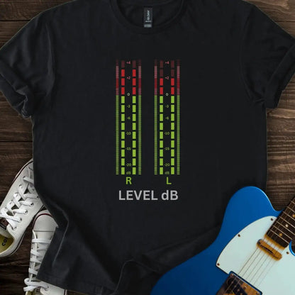 Audio VU meter T-shirt Black