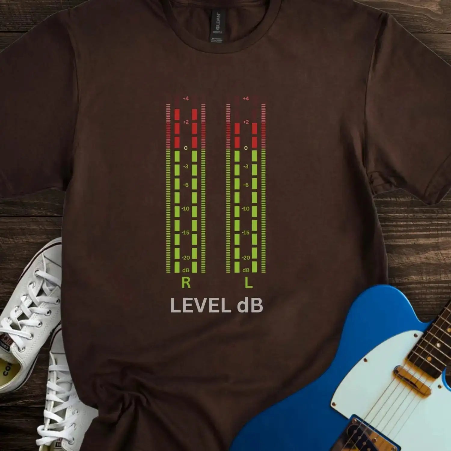 Audio VU meter T-shirt Dark Chocolate