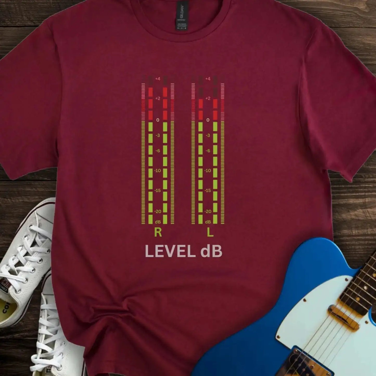 Audio VU meter T-shirt Maroon