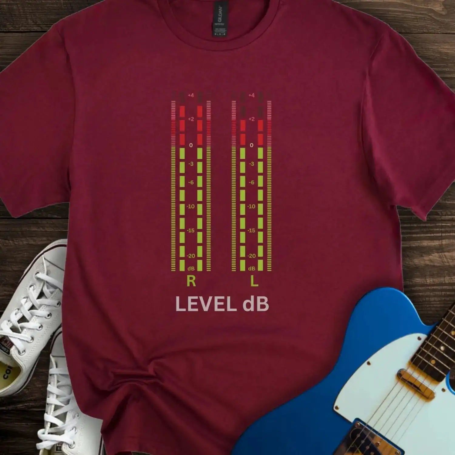 Audio VU meter T-shirt Maroon
