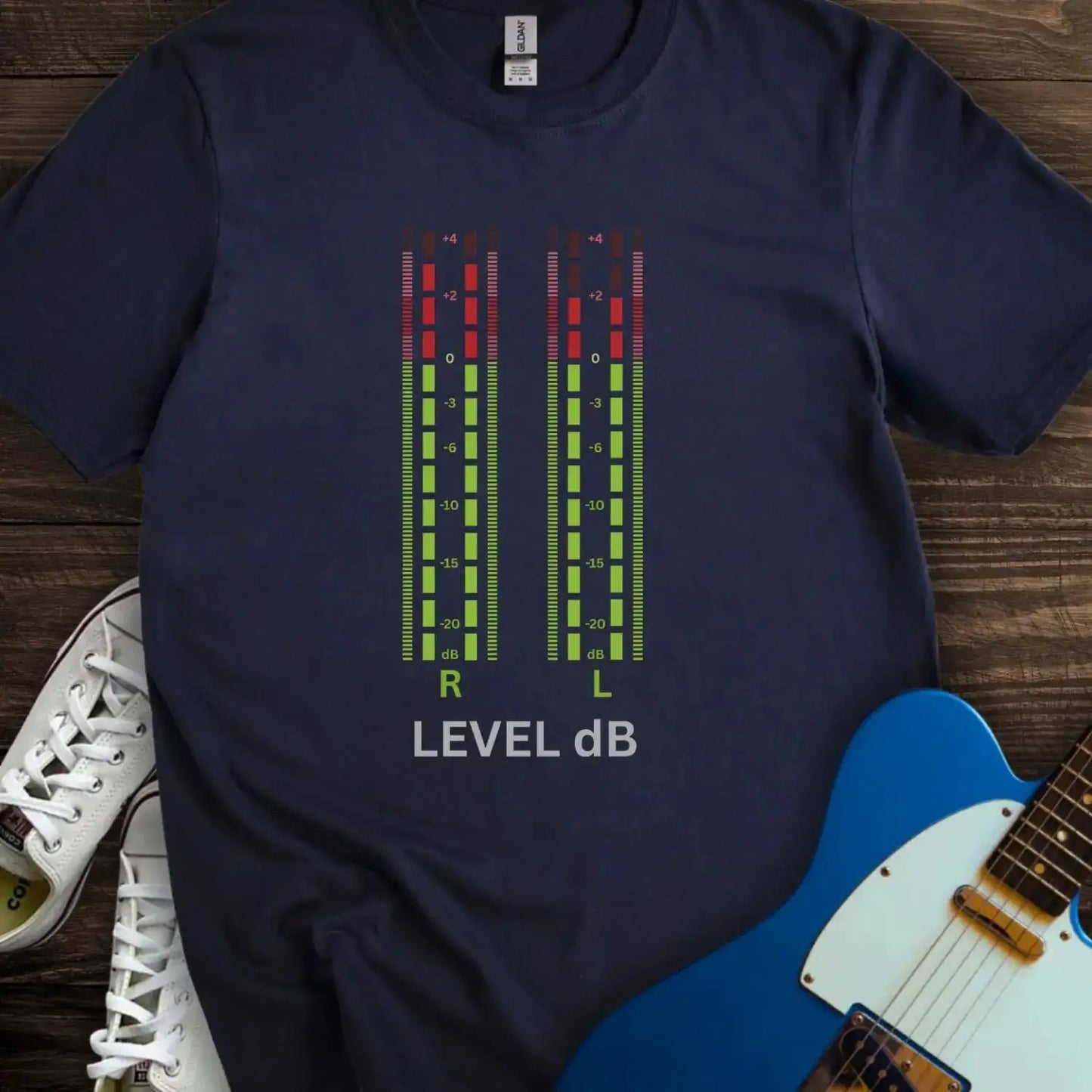 Audio VU meter T-shirt Navy