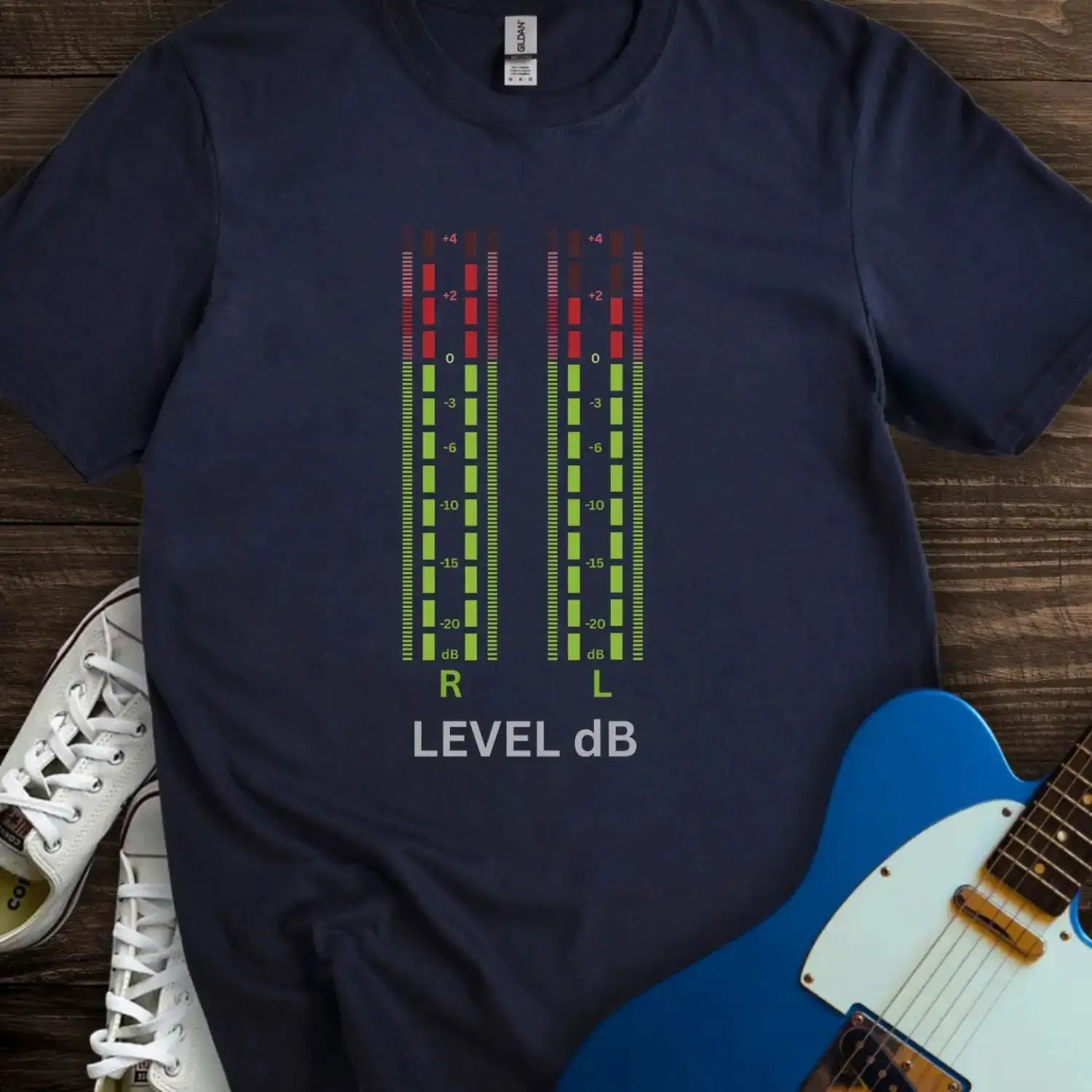 Audio VU meter T-shirt Navy