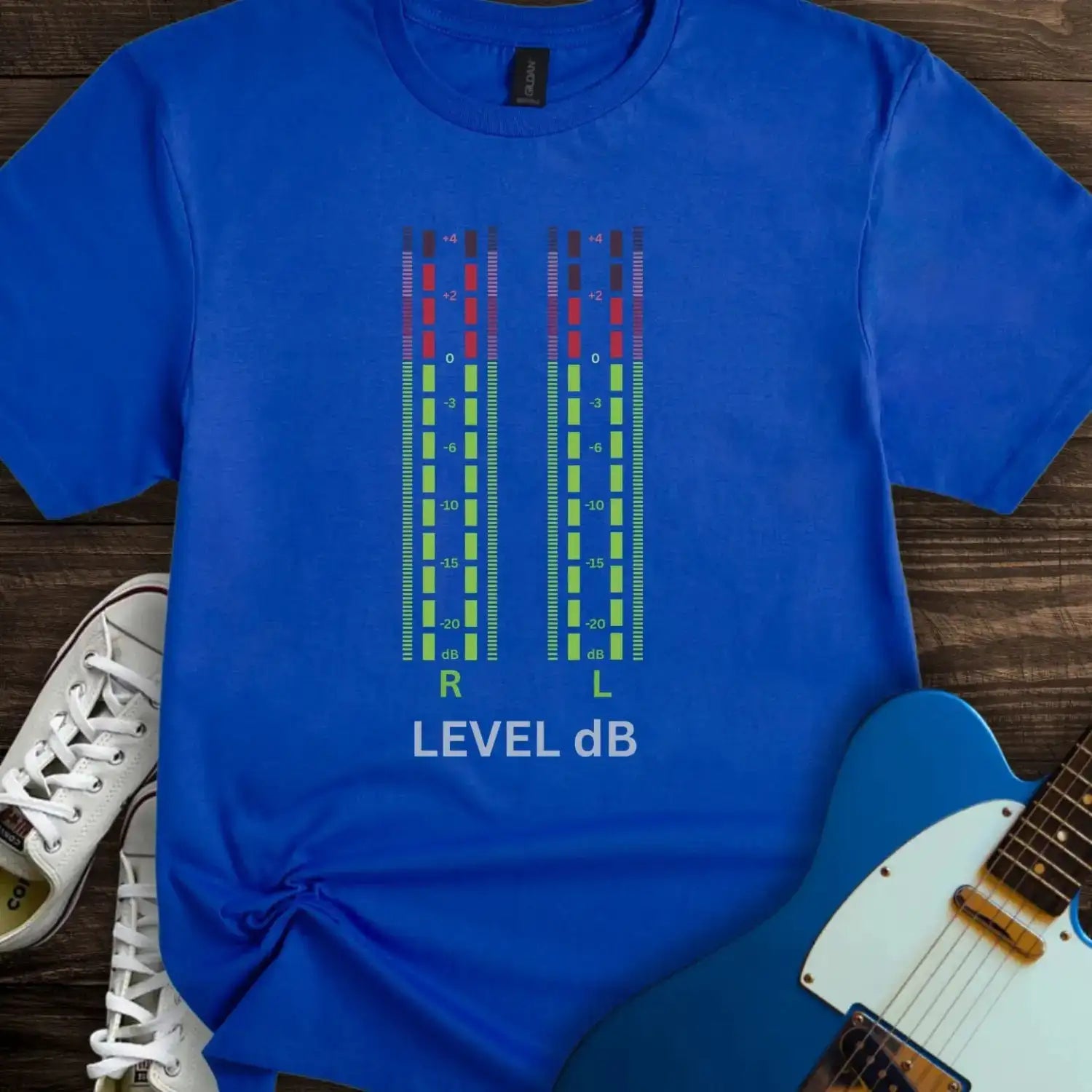 Audio VU meter T-shirt Royal