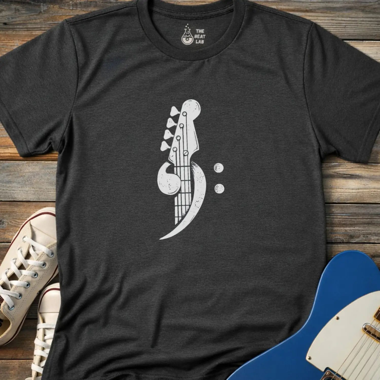 Bass Clef T-shirt - Dark Heather Grey / S - T-Shirt