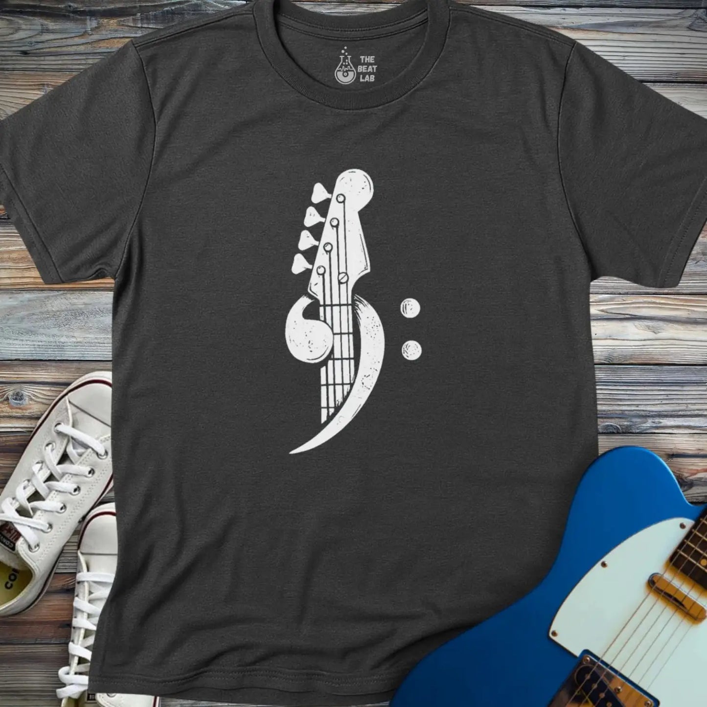 Bass Clef T-shirt - Dark Heather Grey / S - T-Shirt