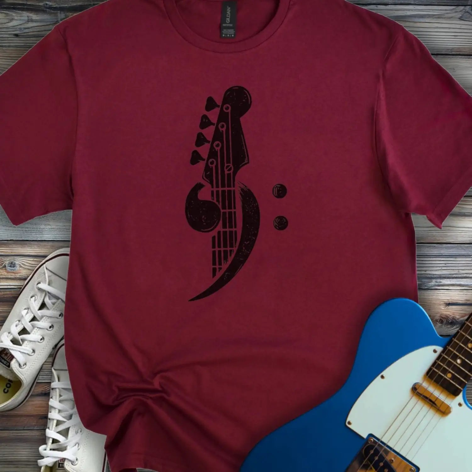Bass Clef T-shirt - Maroon / S - T-Shirt