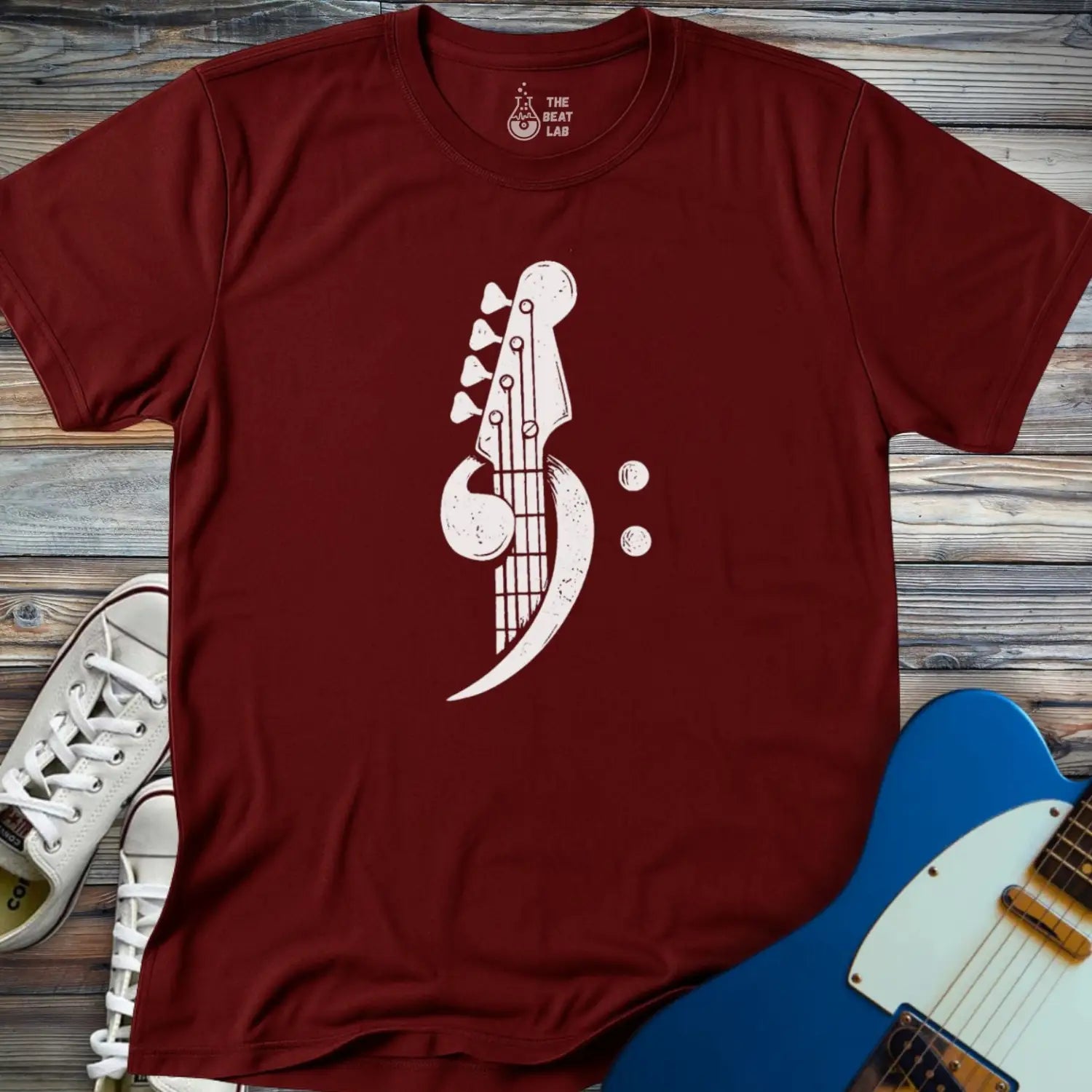 Bass Clef T-shirt - Maroon / S - T-Shirt