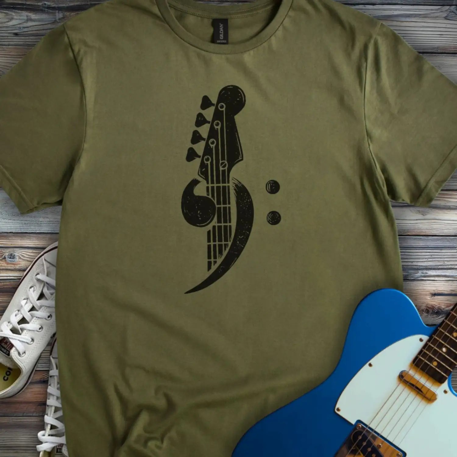 Bass Clef T-shirt - Military Green / S - T-Shirt