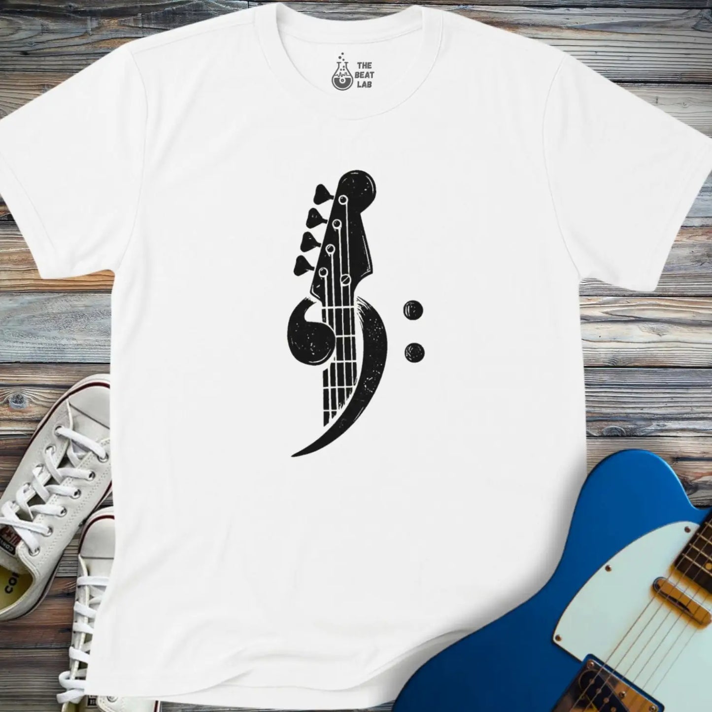 Bass Clef T-shirt - White / S - T-Shirt