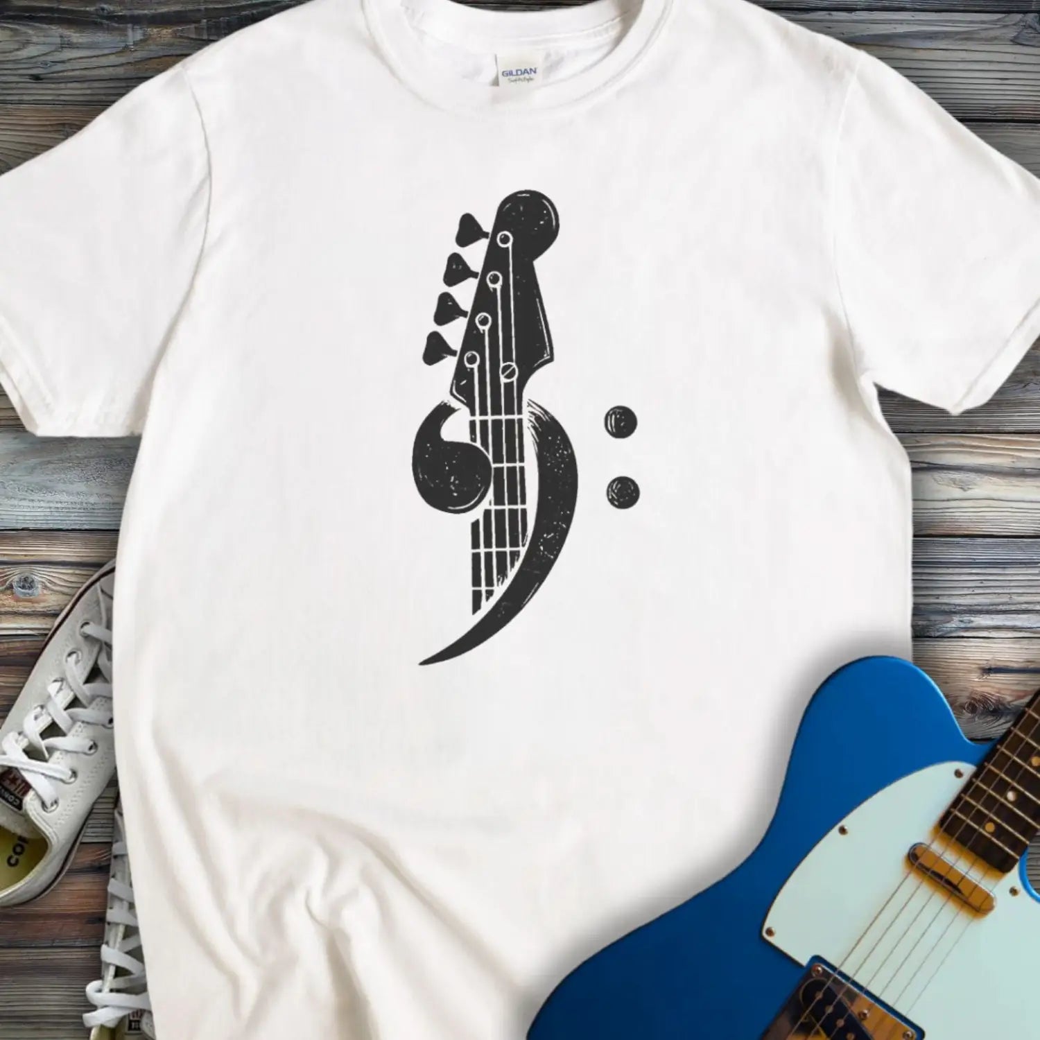 Bass Clef T-shirt - White / S - T-Shirt