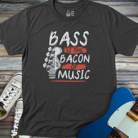 Bass Is The Bacon Of Music T-shirt - Dark Heather Grey / S - T-Shirt
