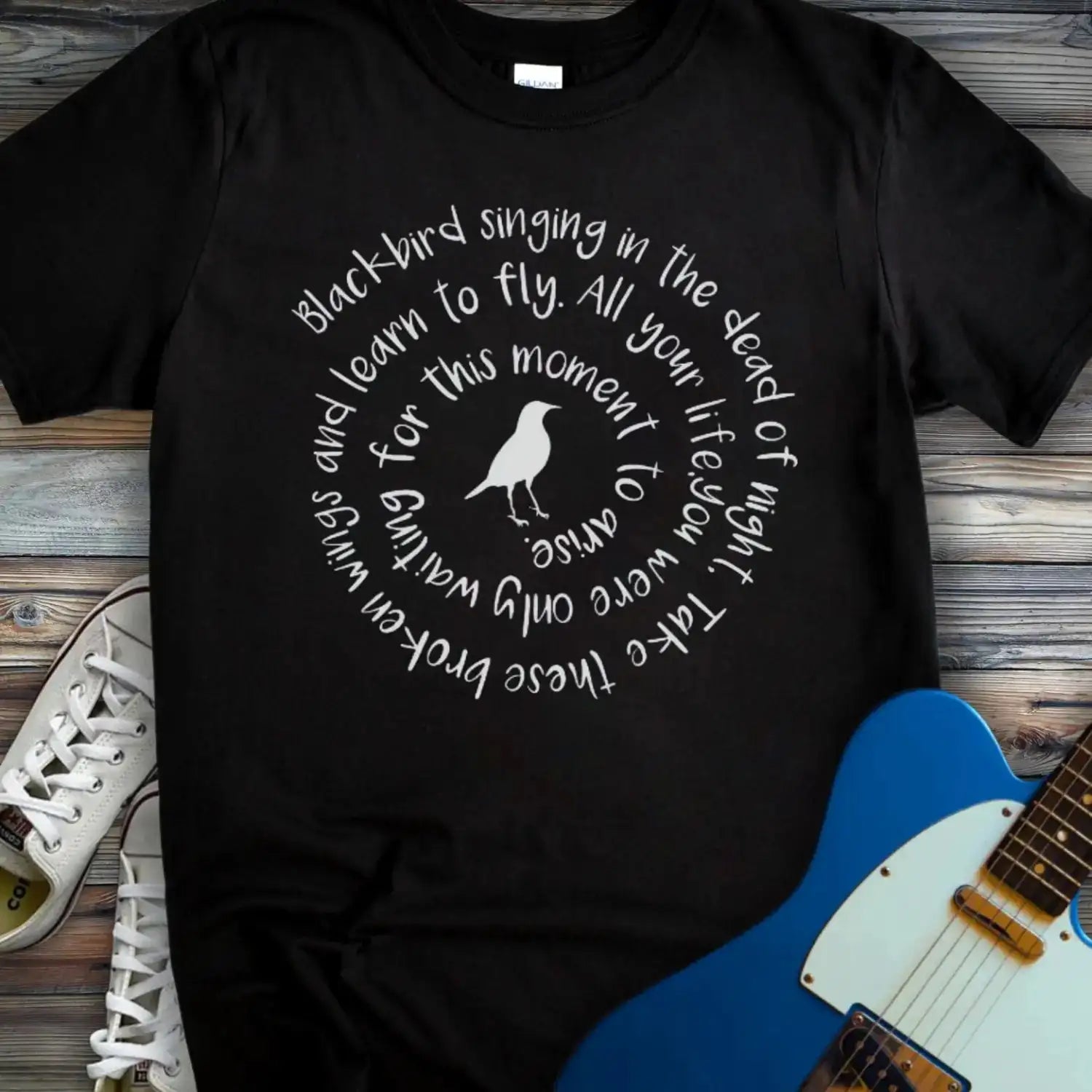 Blackbird The Beatles T-shirt Black