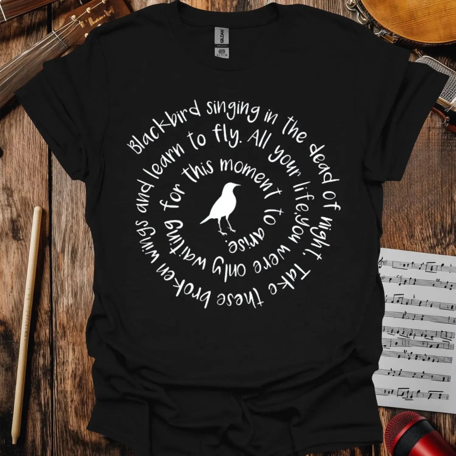 Blackbird The Beatles T-shirt Black