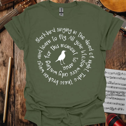 Blackbird The Beatles T-shirt Military Green