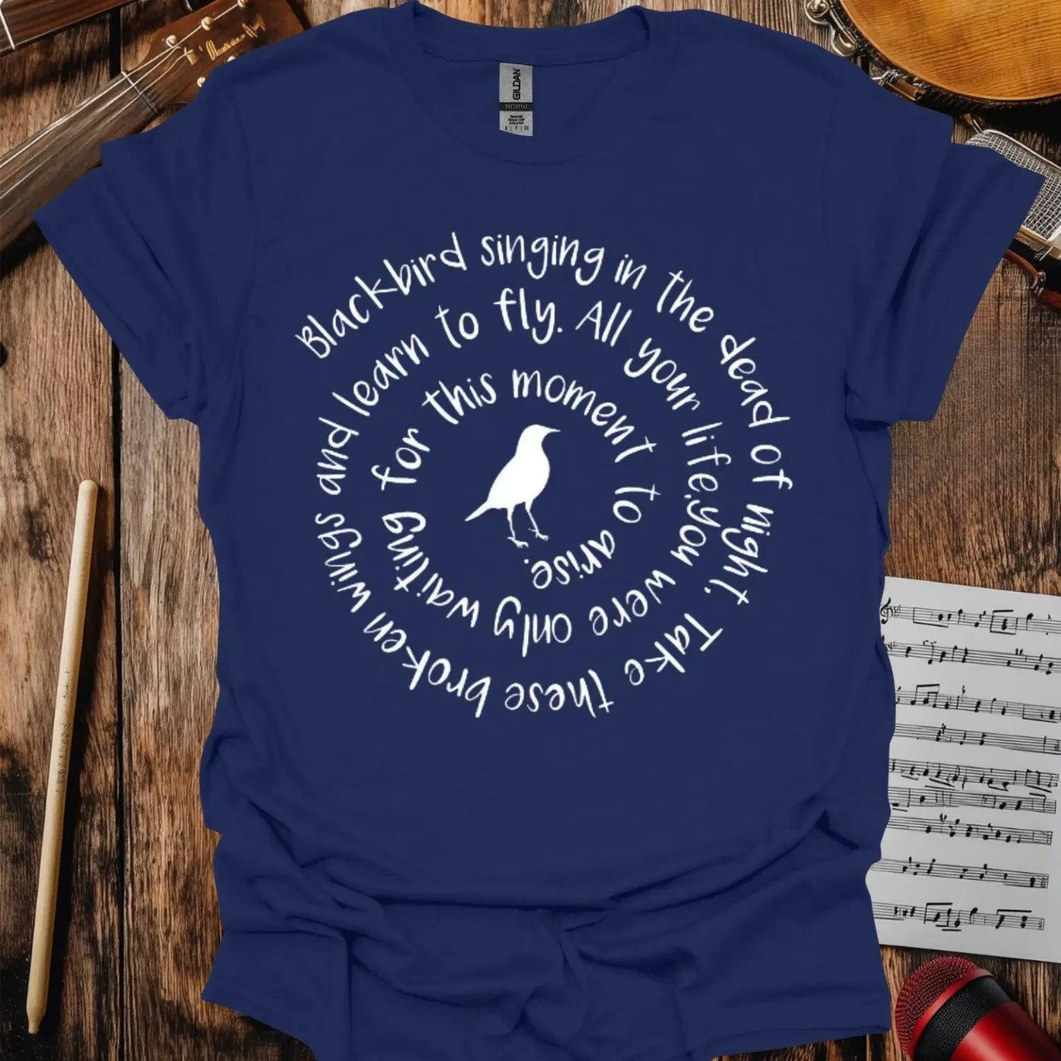 Blackbird The Beatles T-shirt Navy