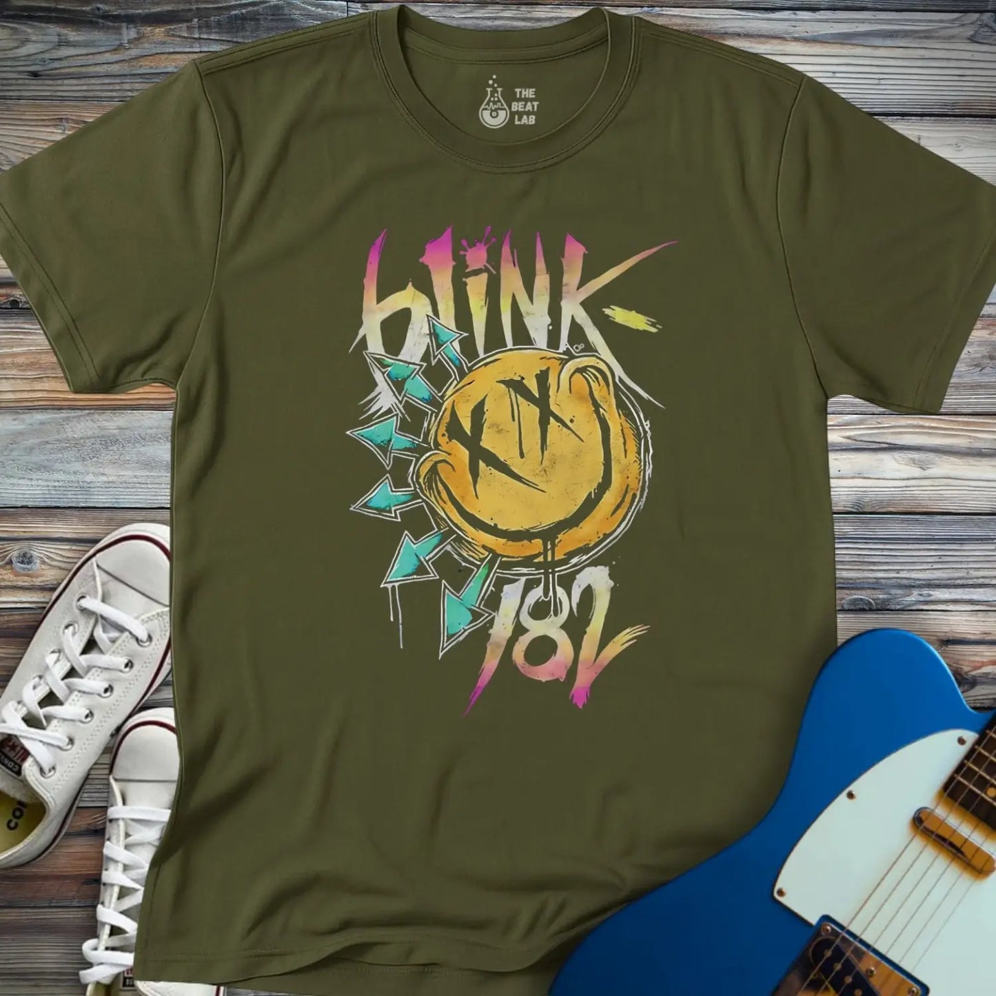 Blink 182 Graffiti T-shirt - Military Green / S - T-Shirt