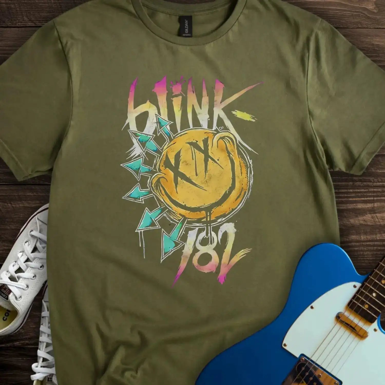 Blink 182 Graffiti T-shirt Military Green