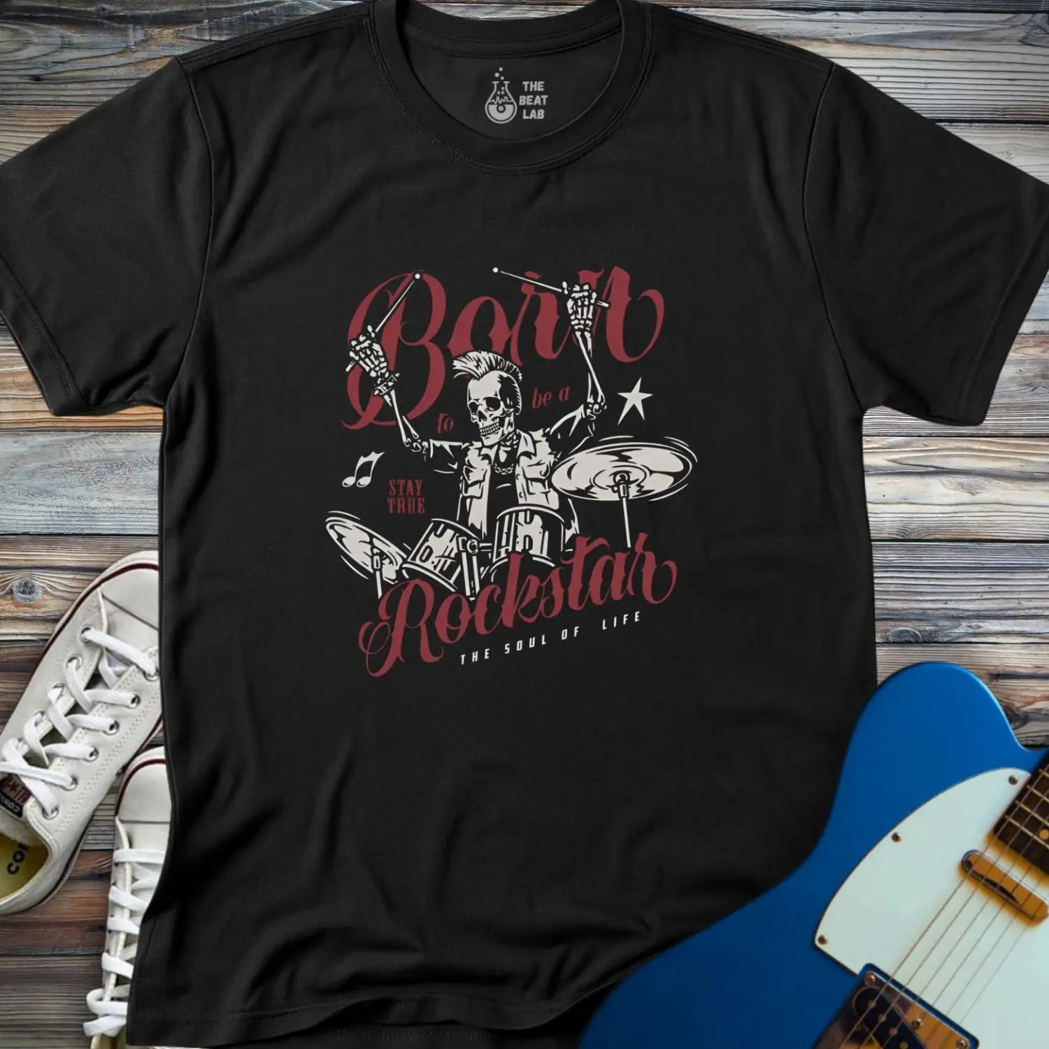 Born to be a Rockstar T-shirt - Black / S - T-Shirt