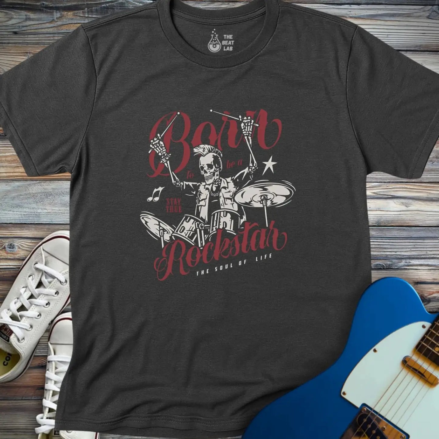 Born to be a Rockstar T-shirt - Dark Heather Grey / S - T-Shirt