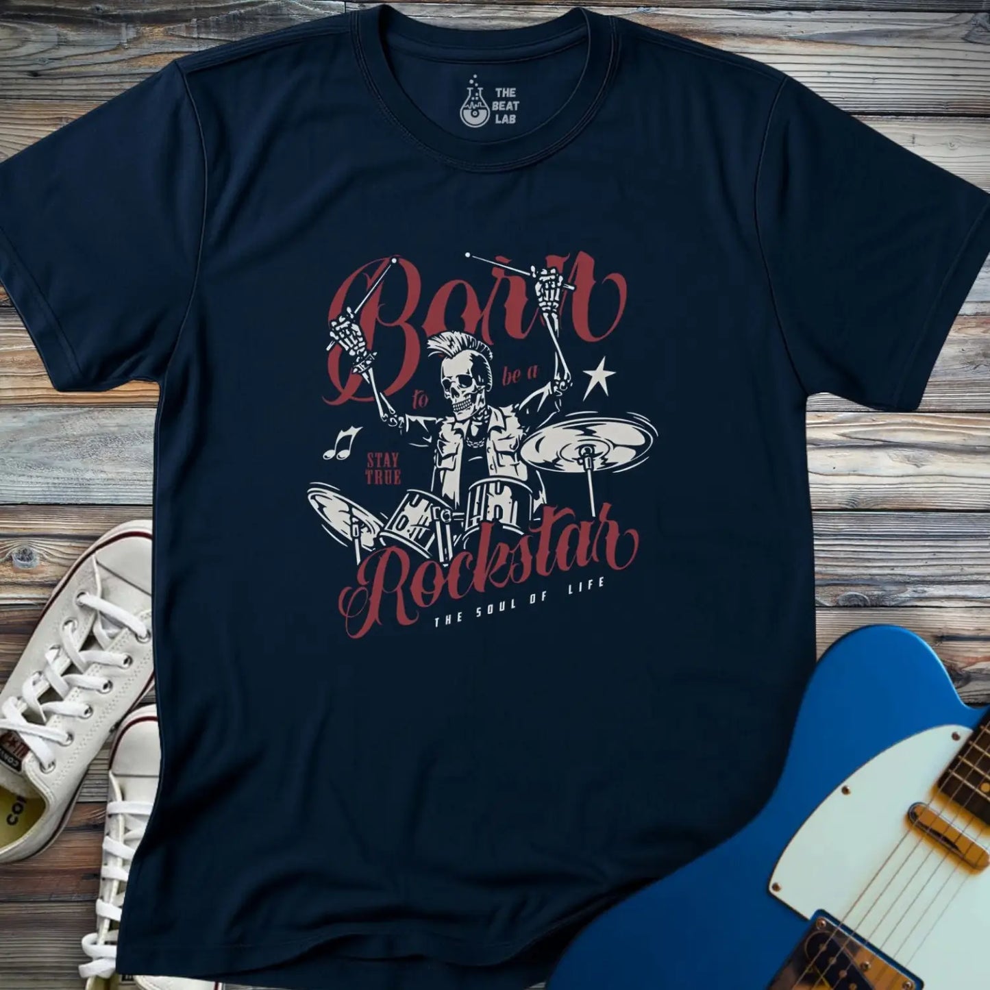 Born to be a Rockstar T-shirt - Navy / S - T-Shirt