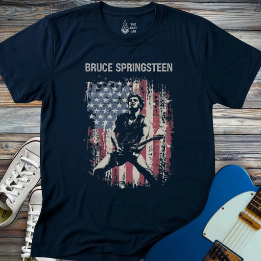 Bruce Springsteen American Flag T-shirt - Navy / S - T-Shirt