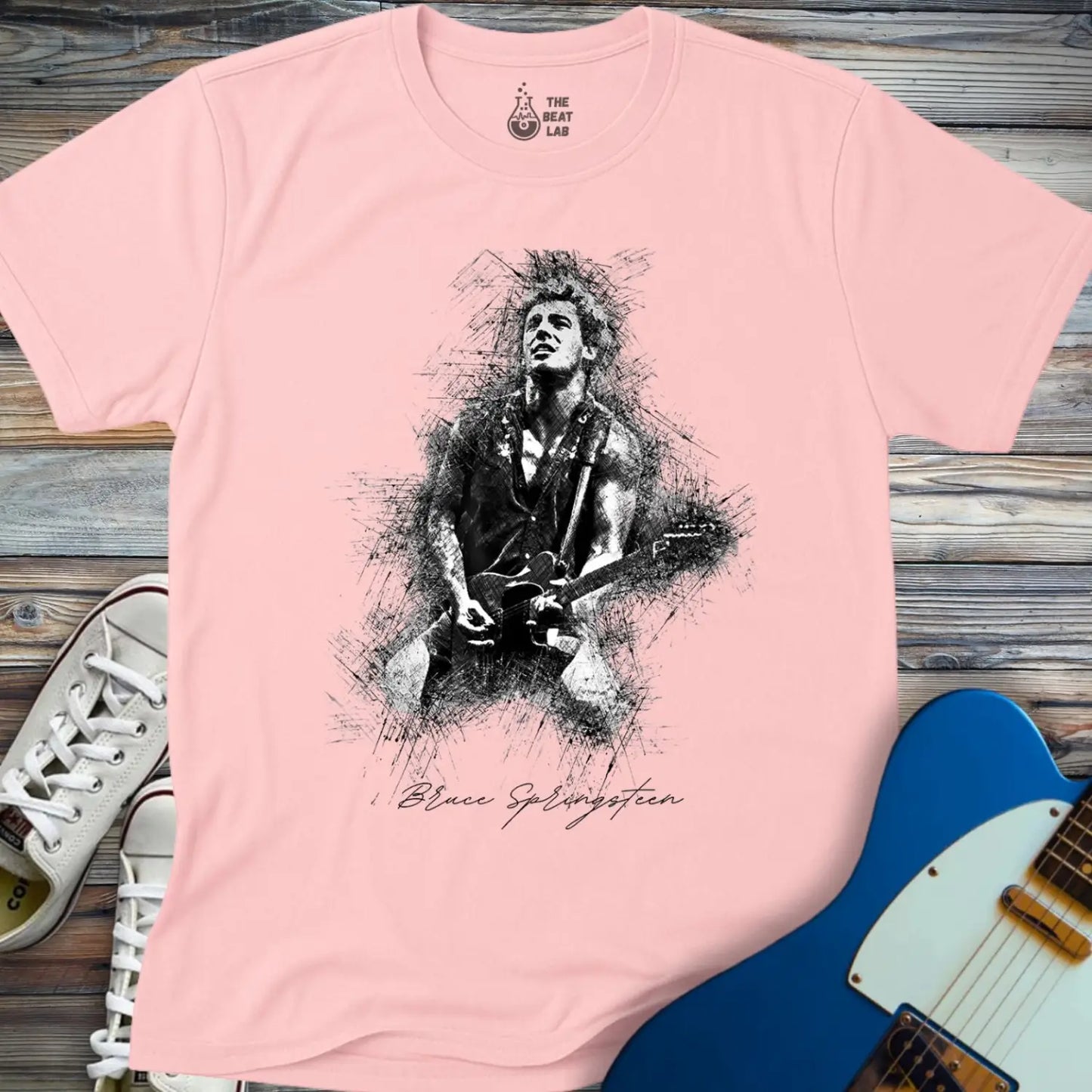 Bruce Springsteen Sketch (II) T-shirt - Light Pink / S - T-Shirt