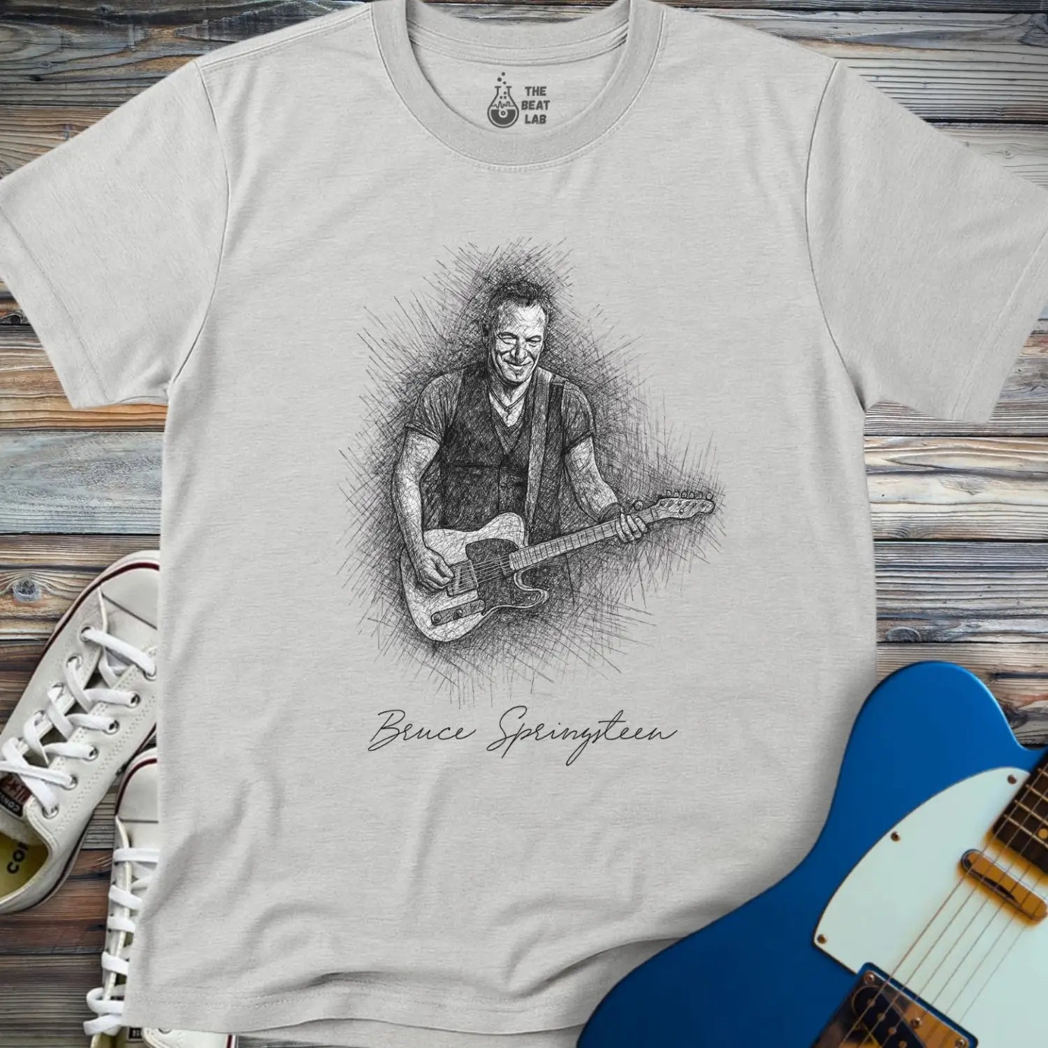 Bruce Springsteen Sketch T-shirt - Sport Grey / S - T-Shirt