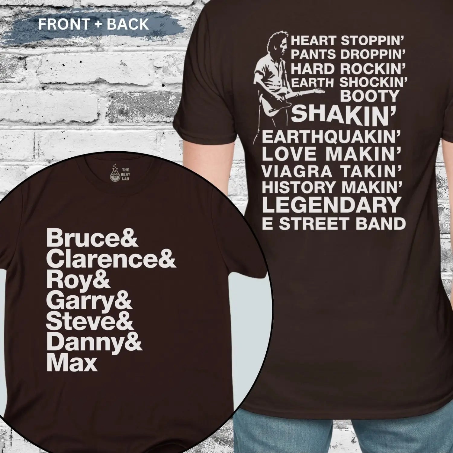 Bruce & The Band (II) T-shirt - Dark Chocolate / S - T-Shirt