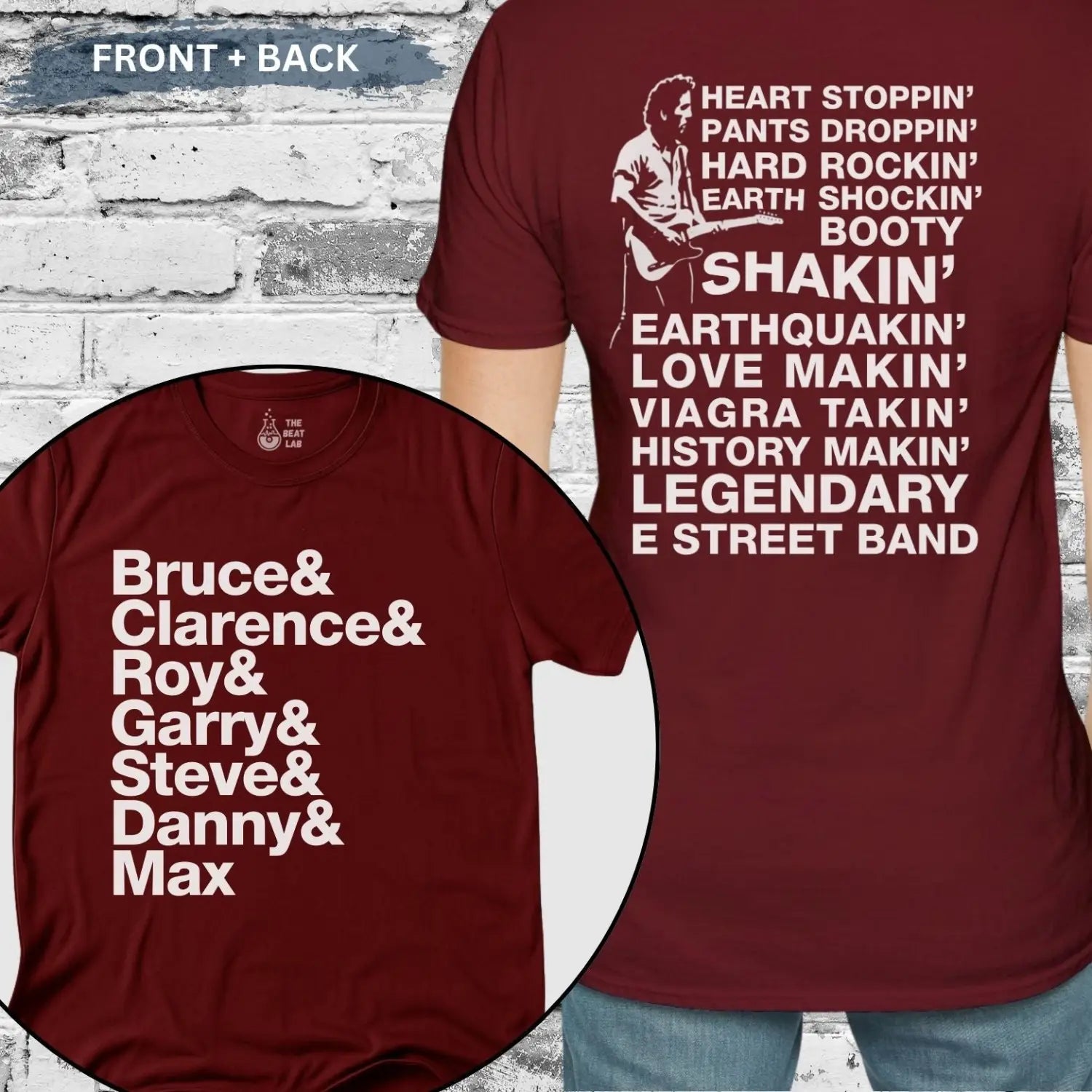 Bruce & The Band (II) T-shirt - Maroon / S - T-Shirt