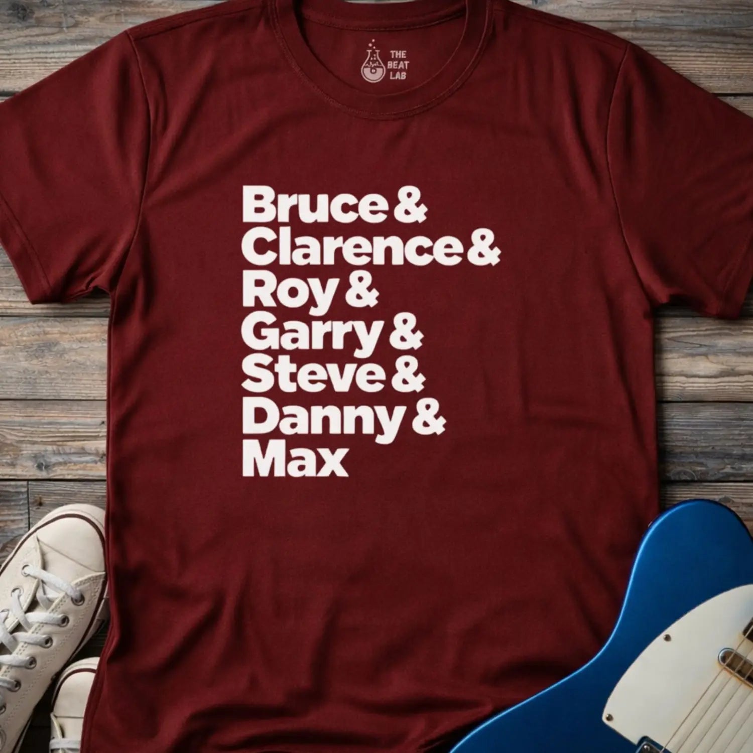 Bruce & The Band T-shirt - Maroon / S - T-Shirt