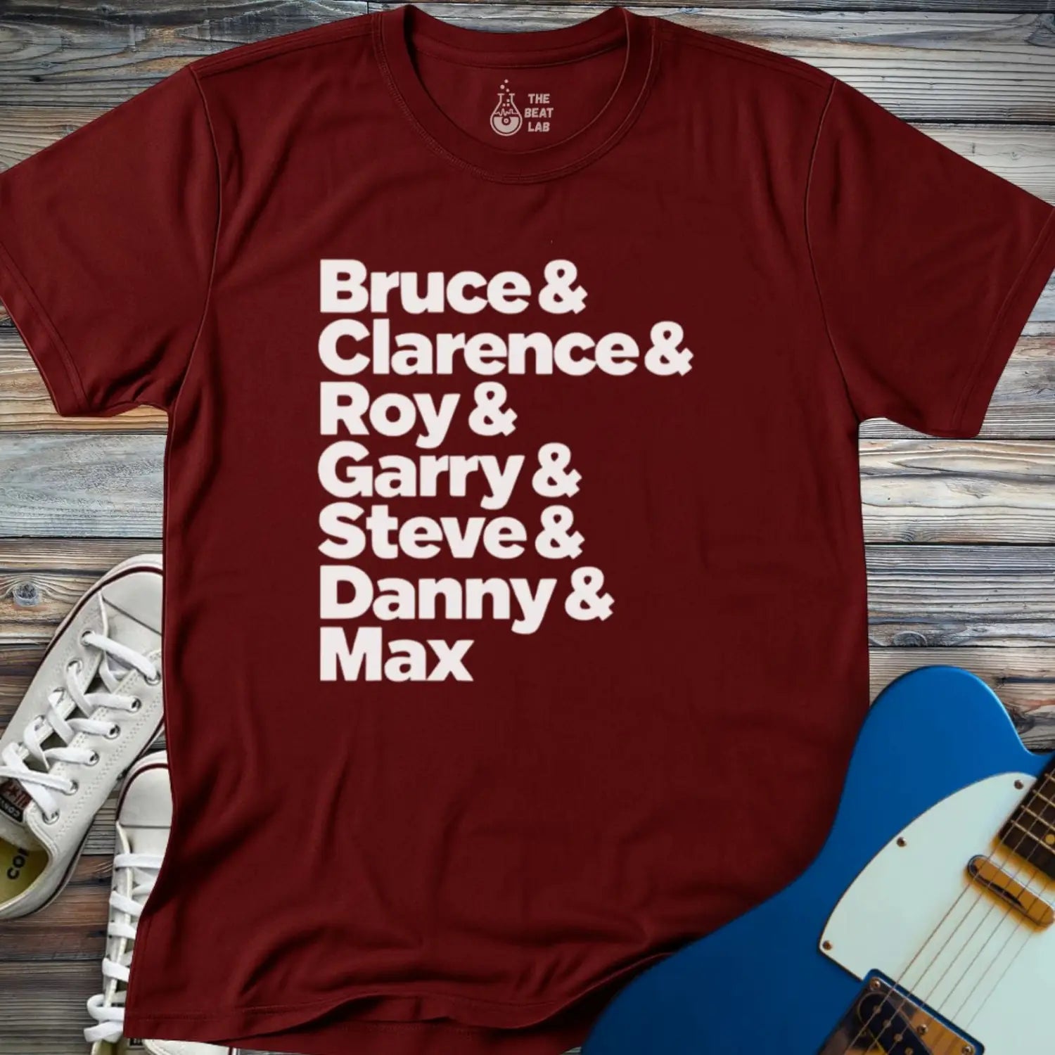 Bruce & The Band T-shirt - Maroon / S - T-Shirt