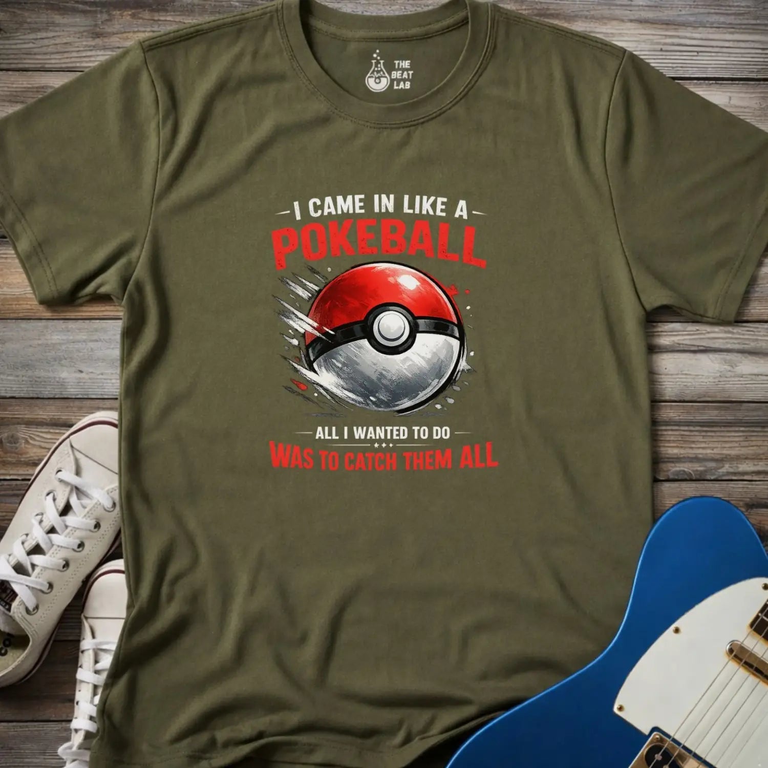 Came in Like a Pokeball (II) T-shirt - Military Green / S - T-Shirt