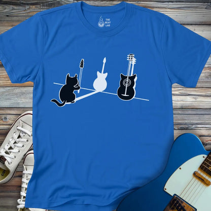 Cat & Guitar T-shirt - Royal / S - T-Shirt
