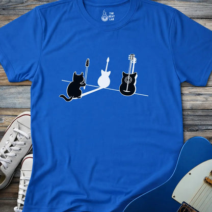 Cat & Guitar T-shirt - Royal / S - T-Shirt